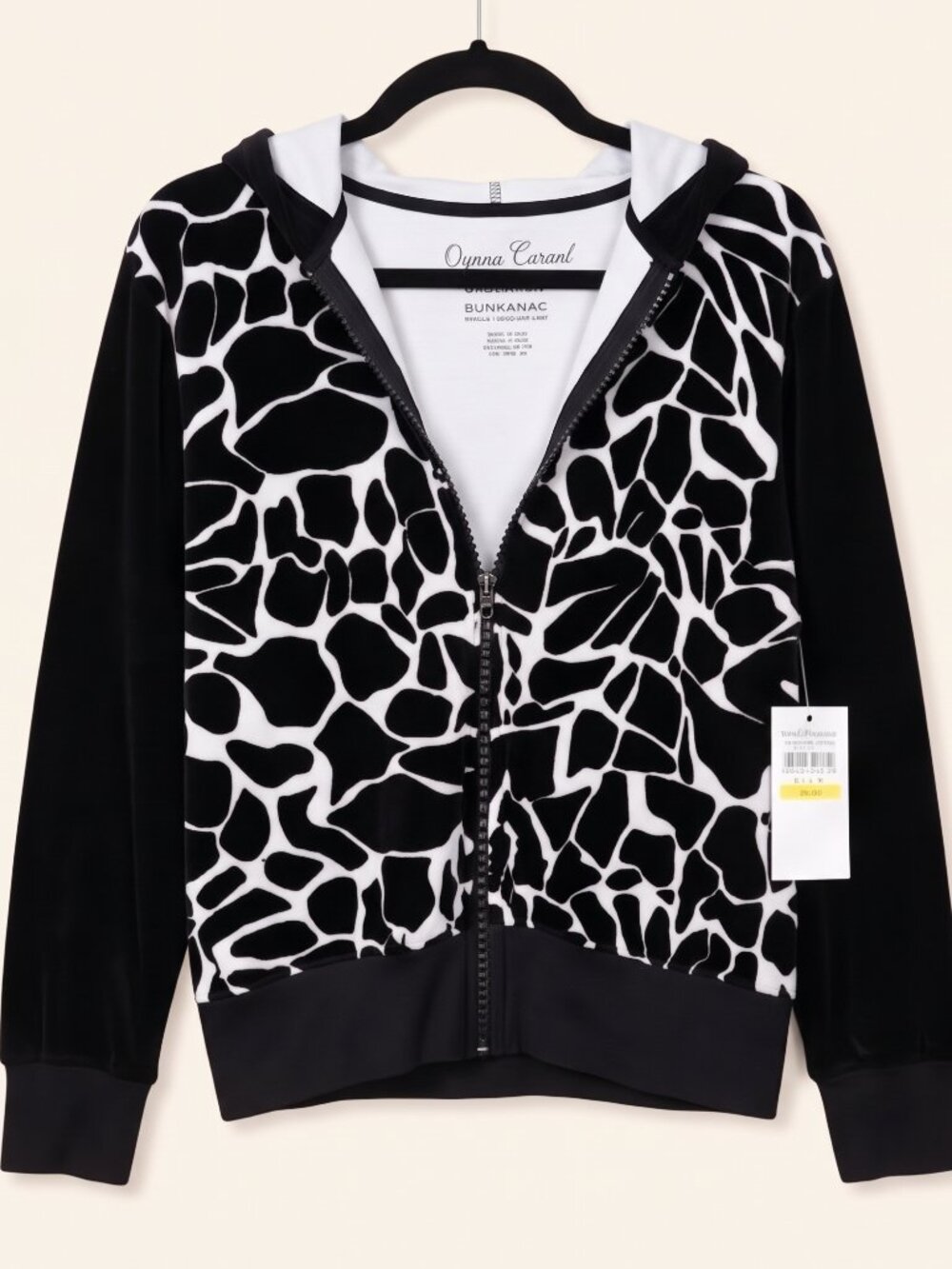 ONQUE CASUAL ZIP UP JACKET XL BLACK & WHITE